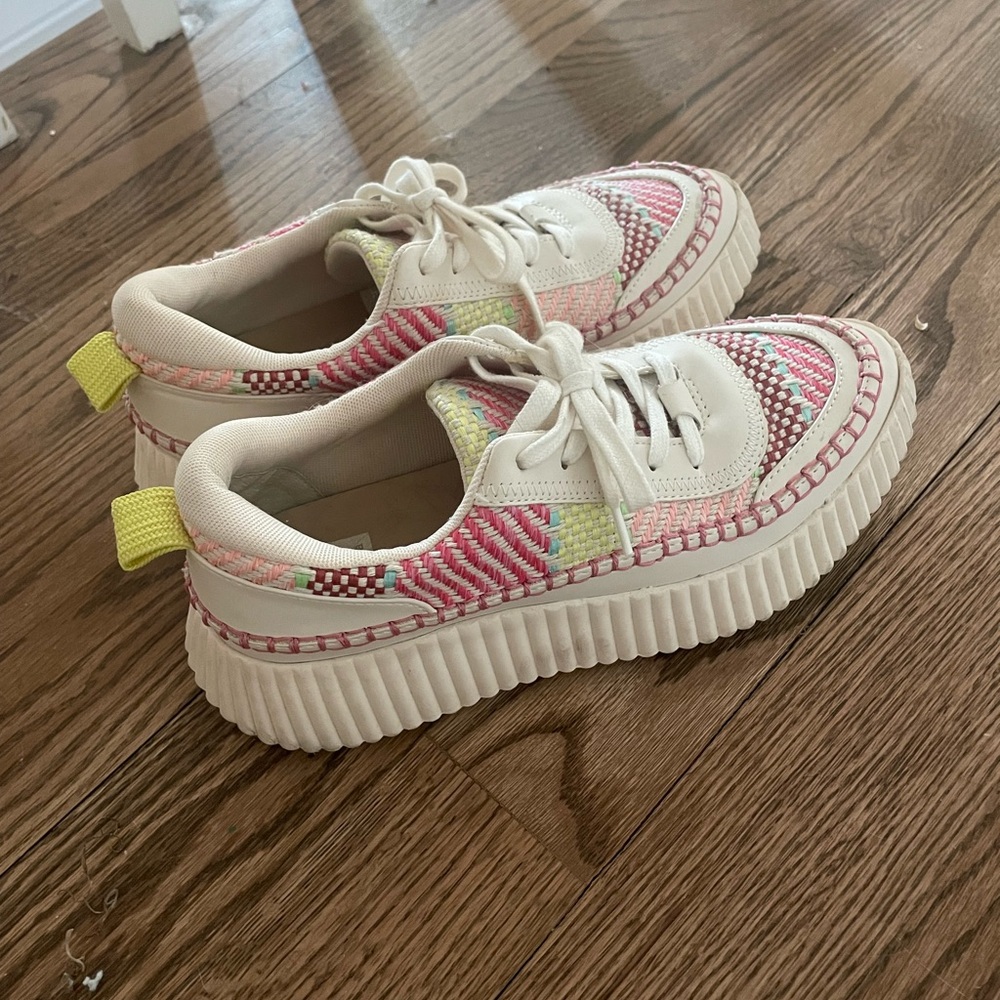Dolce Vita Pink and Cream Woven Sneakers
